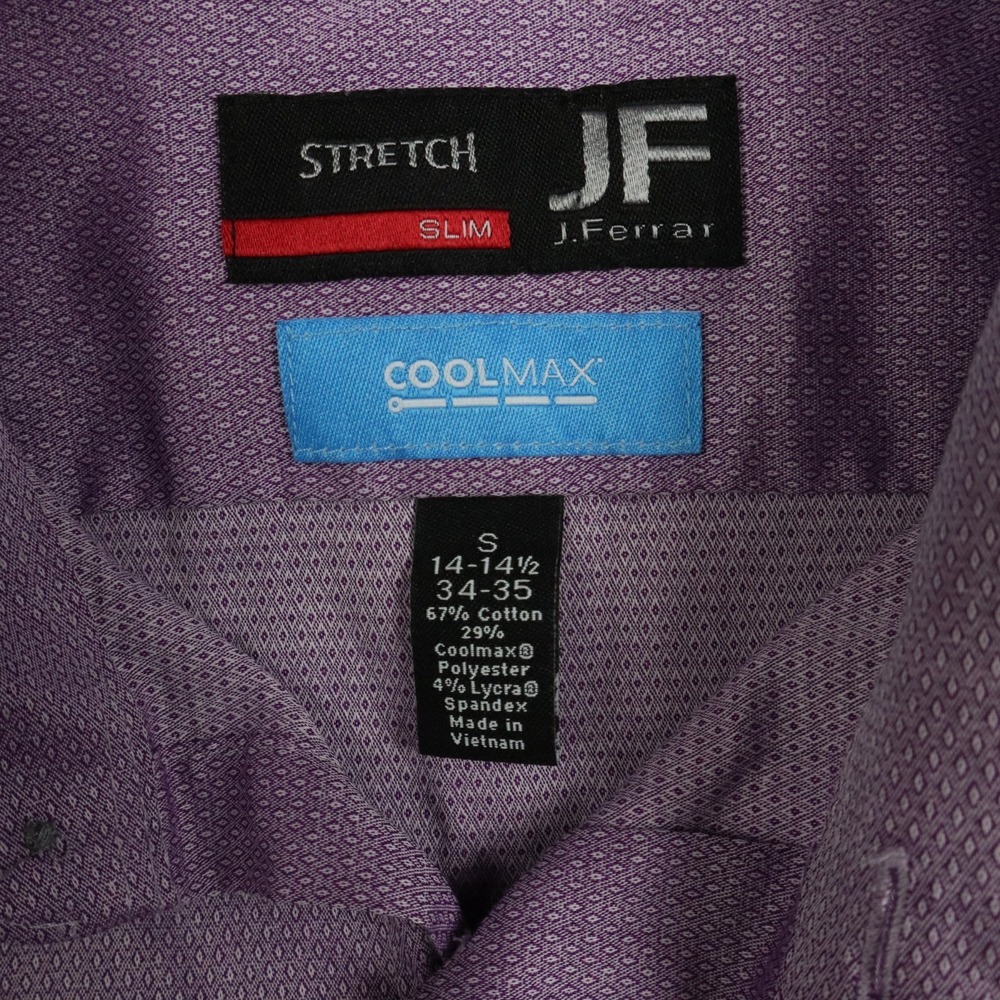JF J Ferrar Shirt Mens S 14-14.5 34/35 Coolmax Slim Stretch Button Long Sleeve - Picture 3 of 8